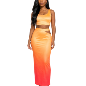 Ombre Cutout Skirt Set